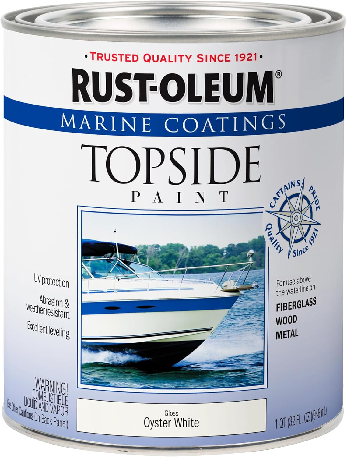 207001 Marine Coatings Topside Paint, Quart, Oyster White 32 Fl Oz (Pack of 1)