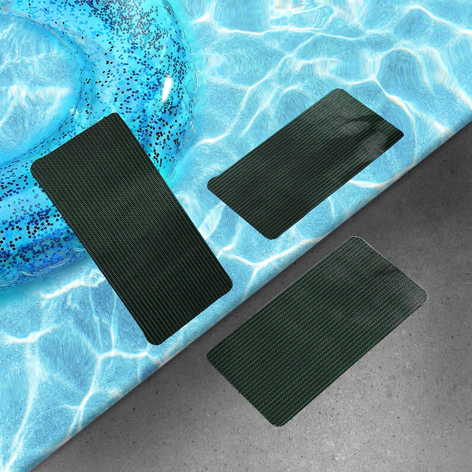 Pool Cover Patch Repair Kit, 3 Pack 4 x 8 Inch Green of 3,
