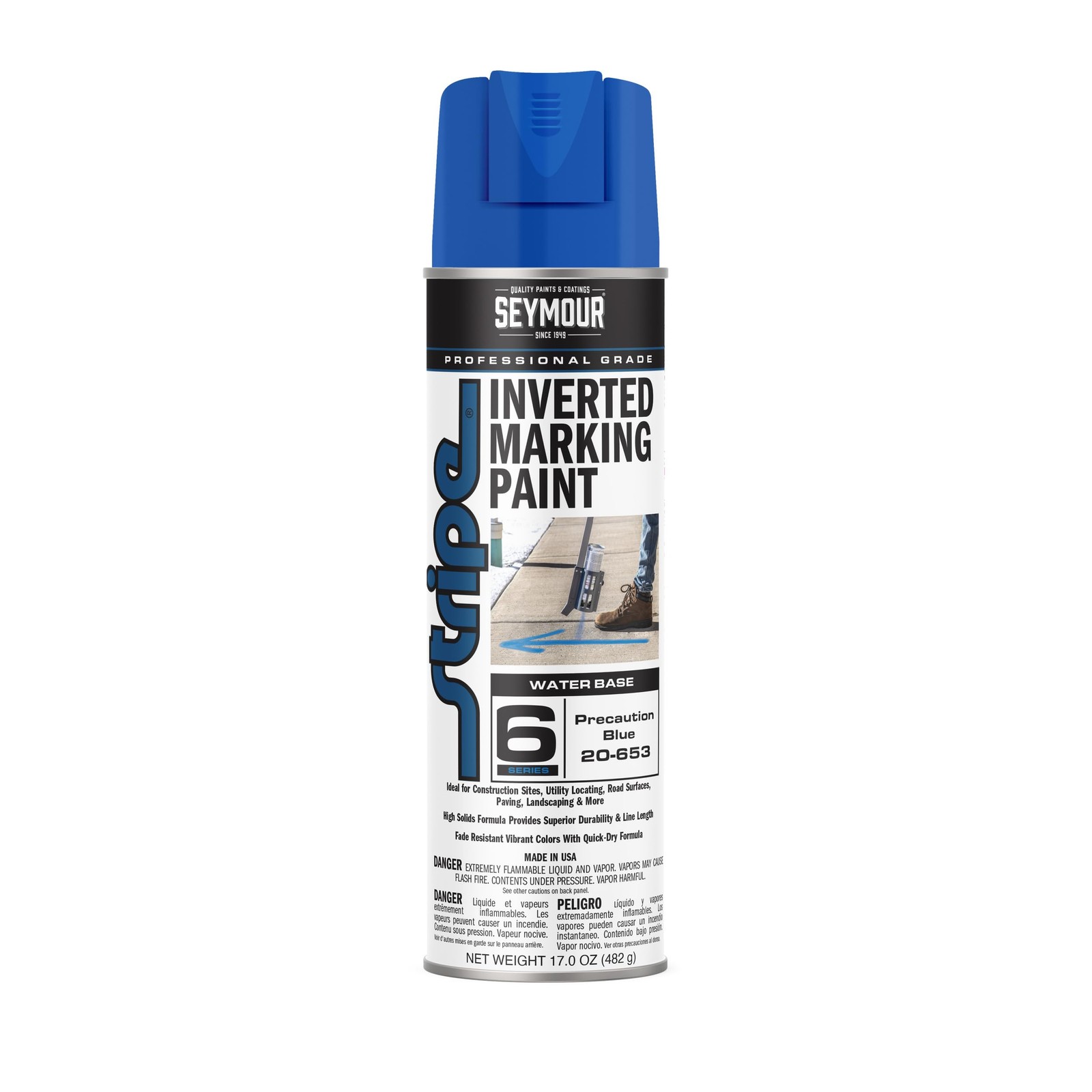 20-653 Seymour Stripe 6-Series Inverted Ground Marking Paint, Precaution Blue…