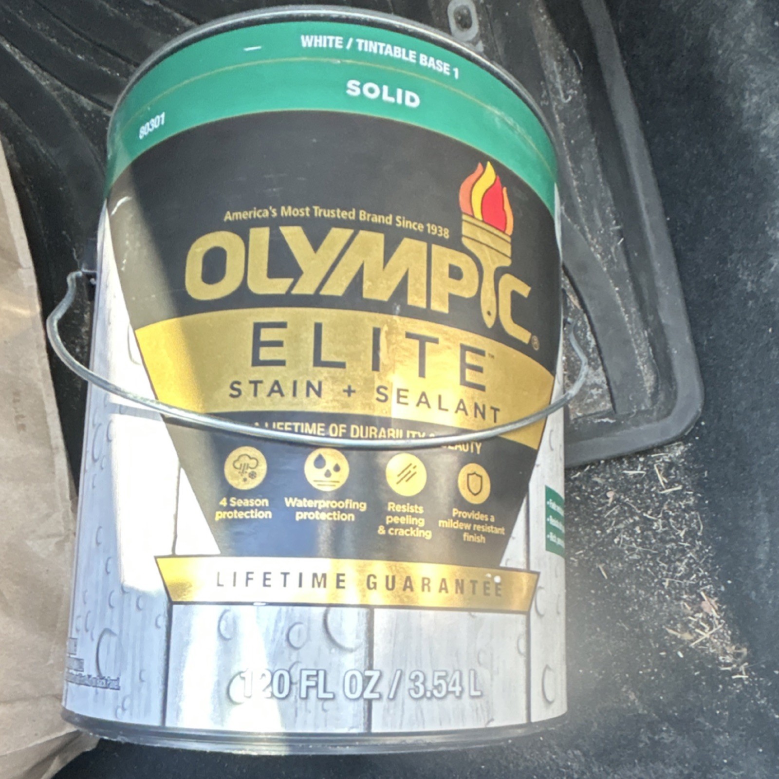 Olympic Elite Stain + Sealant Solid White 120 fl oz for Wood Waterproofing