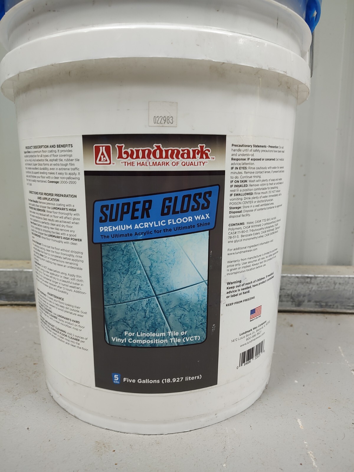 Lundmark Super Gloss Acrylic, Extra Heavy-Duty Hard Finish Floor Wax, 5-Gallon