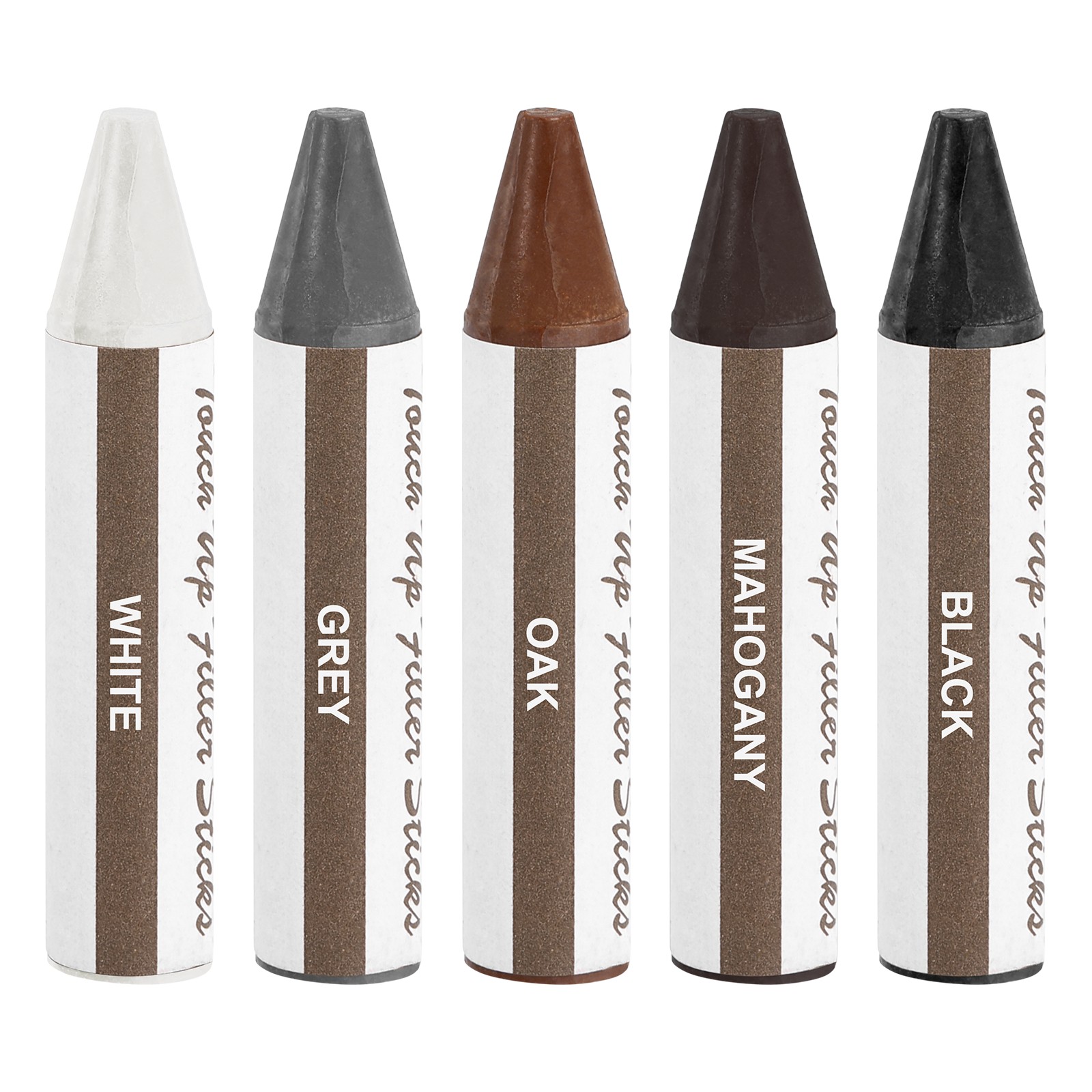 Wood Filler Stick, 5 Pcs Wax Sticks, White/Gray/Black/Oak/Reddish Brown