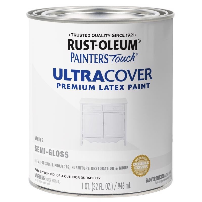 Rust-Oleum Ultra Cover SEMI GLOSS 1 qt. Premium Latex Paint WHITE 1513910 NEW