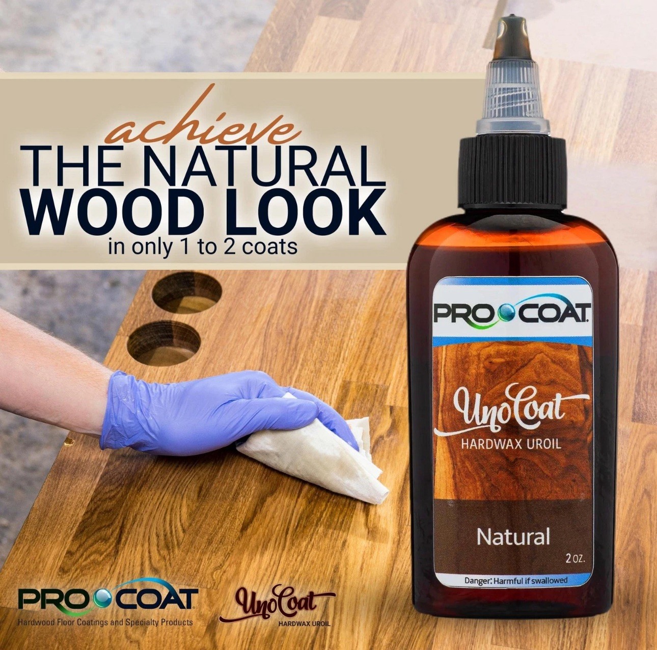 UnoCoat Hardwax – Made in USA – Advanced Wood Grain Treatment – Nutmeg