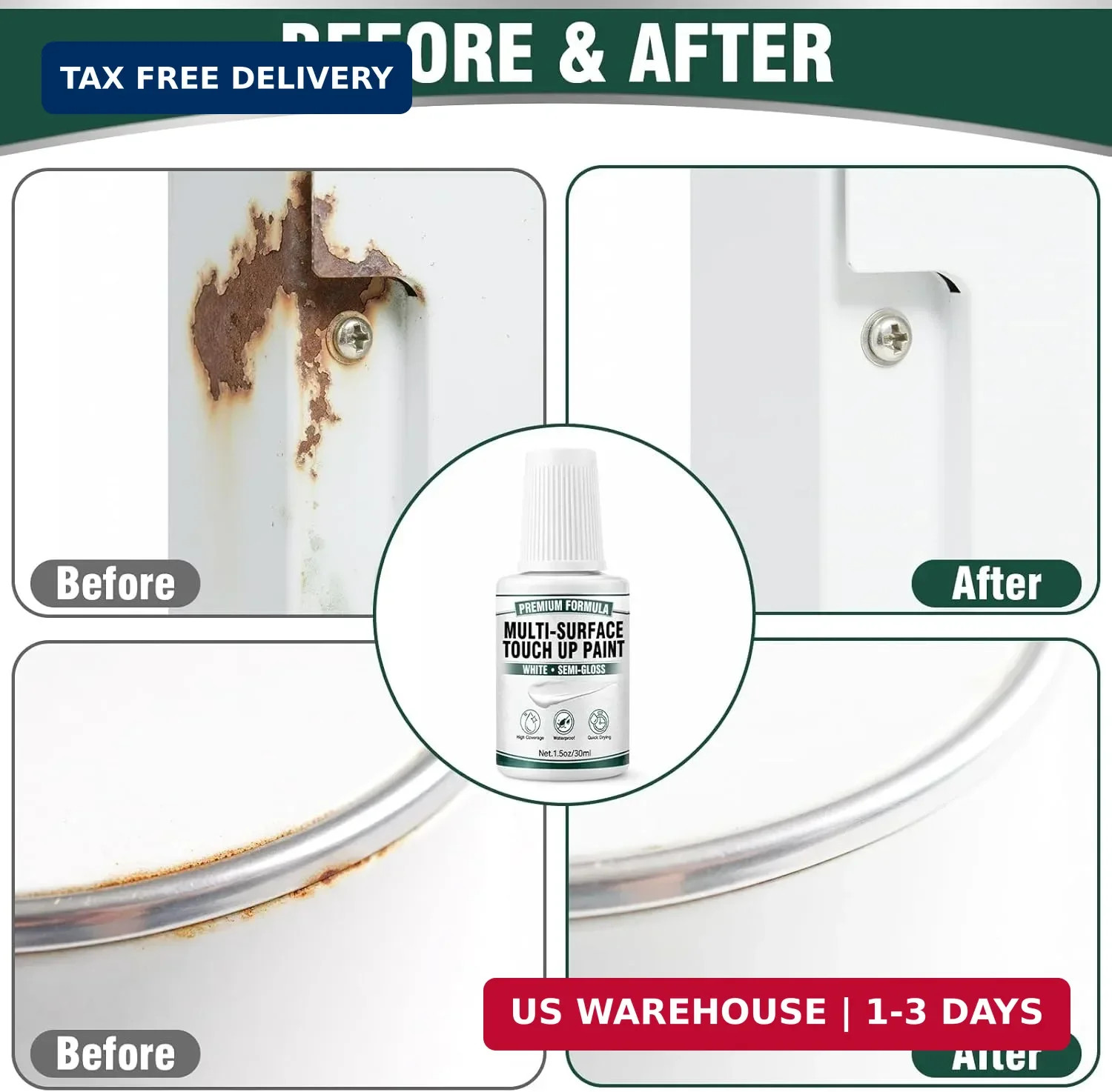 White Touch Up Paint Pen – Multi Surface White Paint for Cabinets, Furniture, Wa