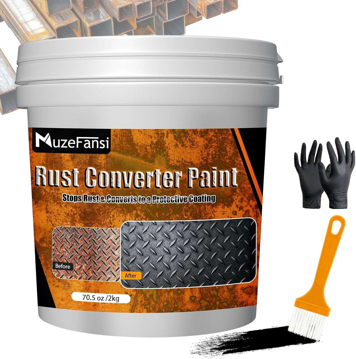 2-in-1 Rust Converter & Metal Primer, 70.5 oz Rust Converter Paint, Rust Trea…