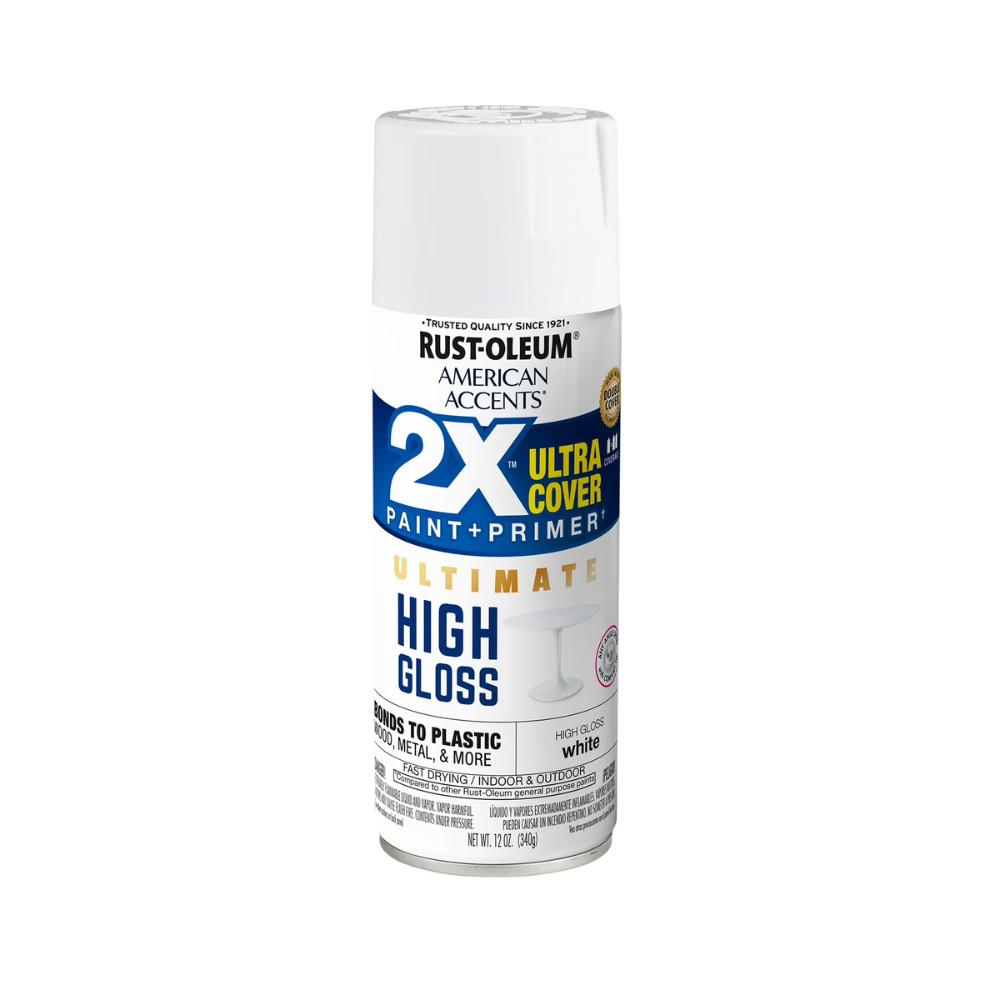 Rust-Oleum White Spray Paint, 2X Ultra Cover High Gloss, Multi-Surface, 6 Pack