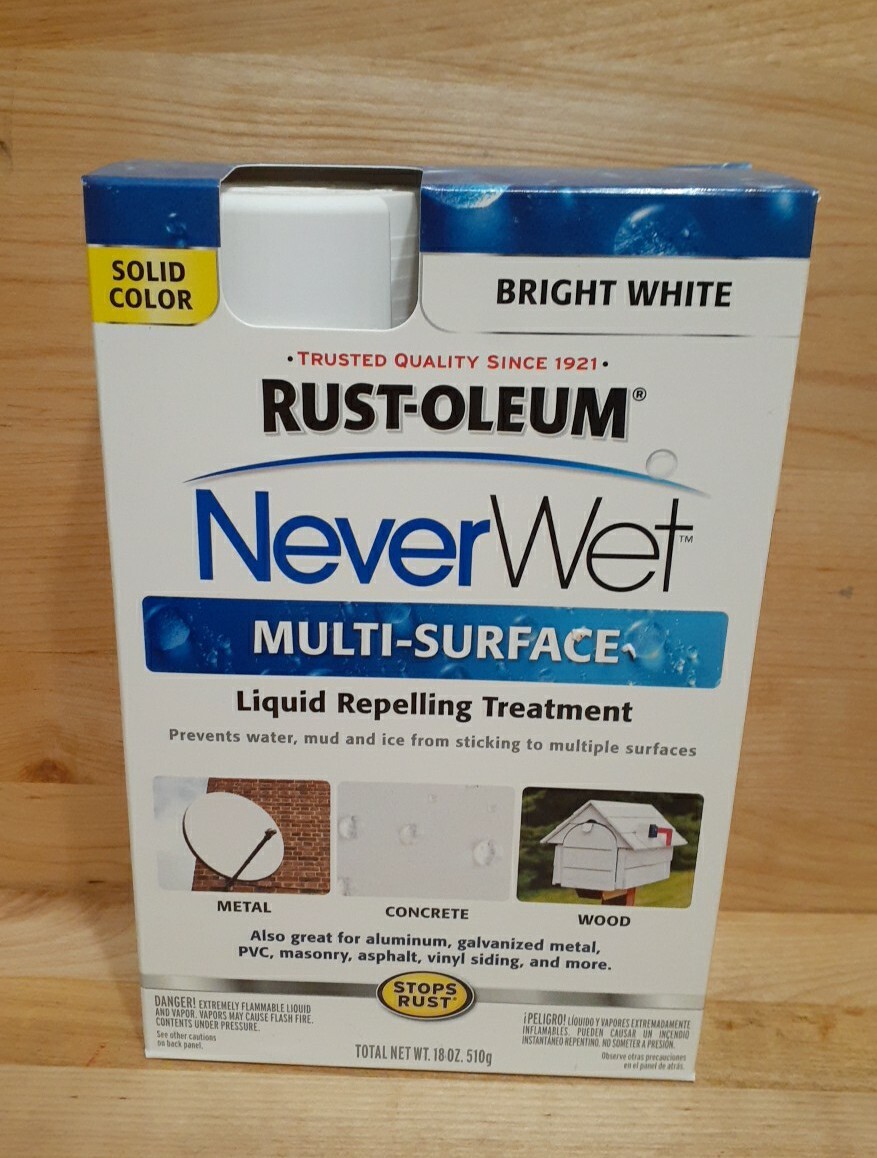 RUSTOLEUM BRIGHT WHITE NEVER WET MULTI-SURFACE KIT 2- 9oz cans liquid repelling