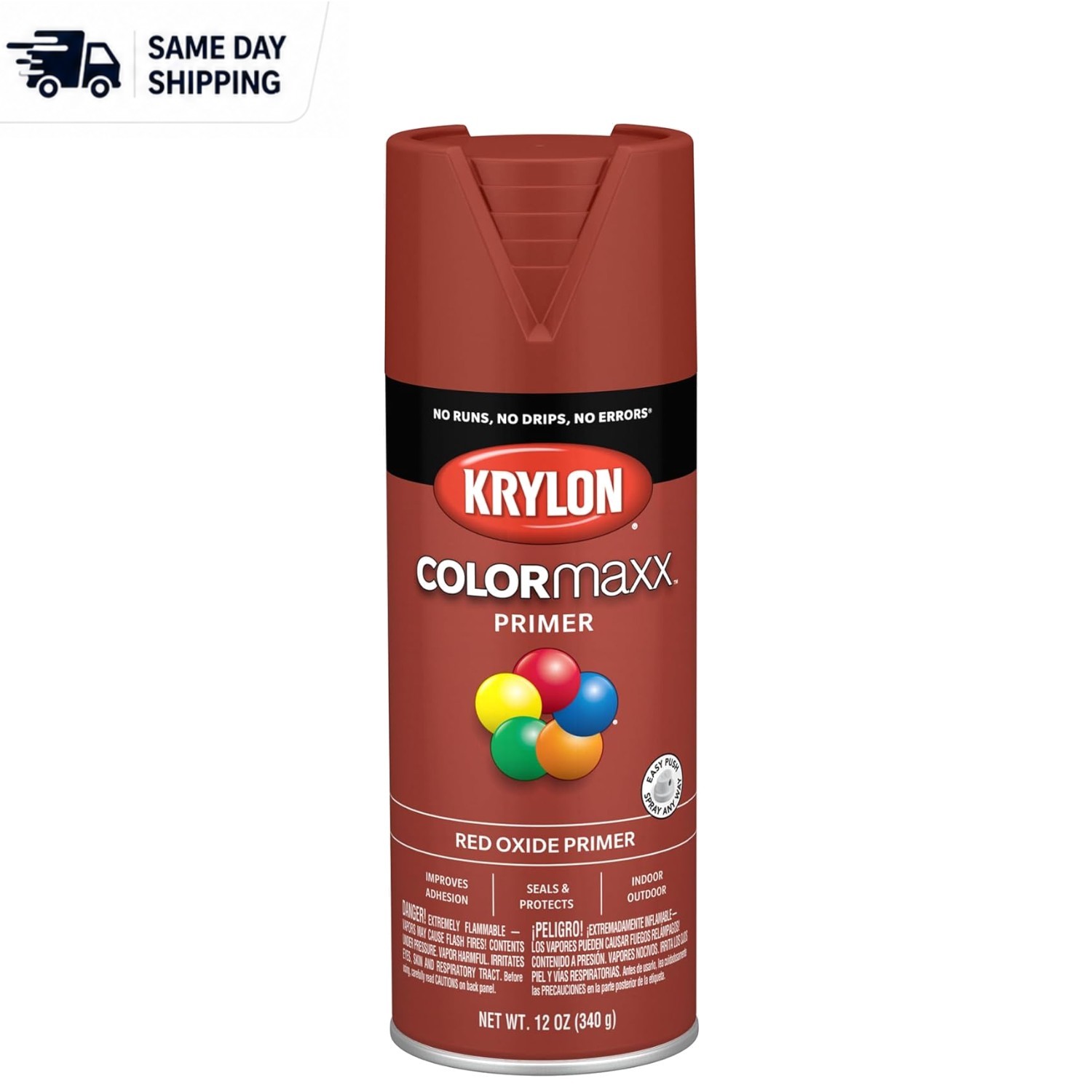 Krylon ColorMaxx Red Oxide Primer – Fast-Drying 12 Oz. Aerosol for All Surfaces