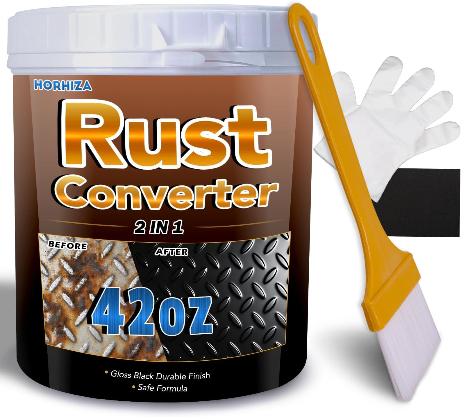 2 in 1 Rust Converter & Metal Primer, 42 Oz Black Rust Inhibitor Paint for Me…