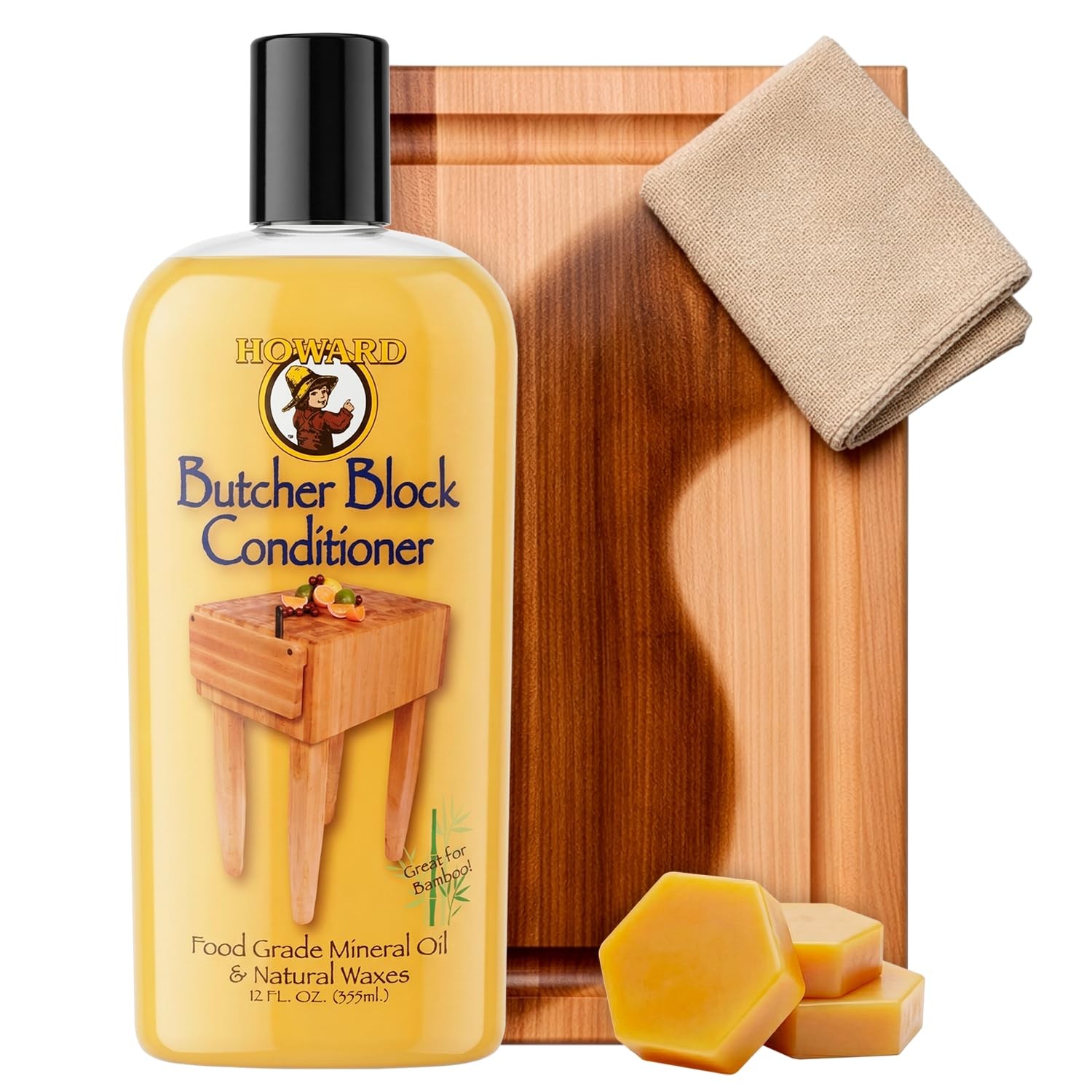 Howard Products Butcher Block Conditioner and Food Grade Mineral Oil for Wood