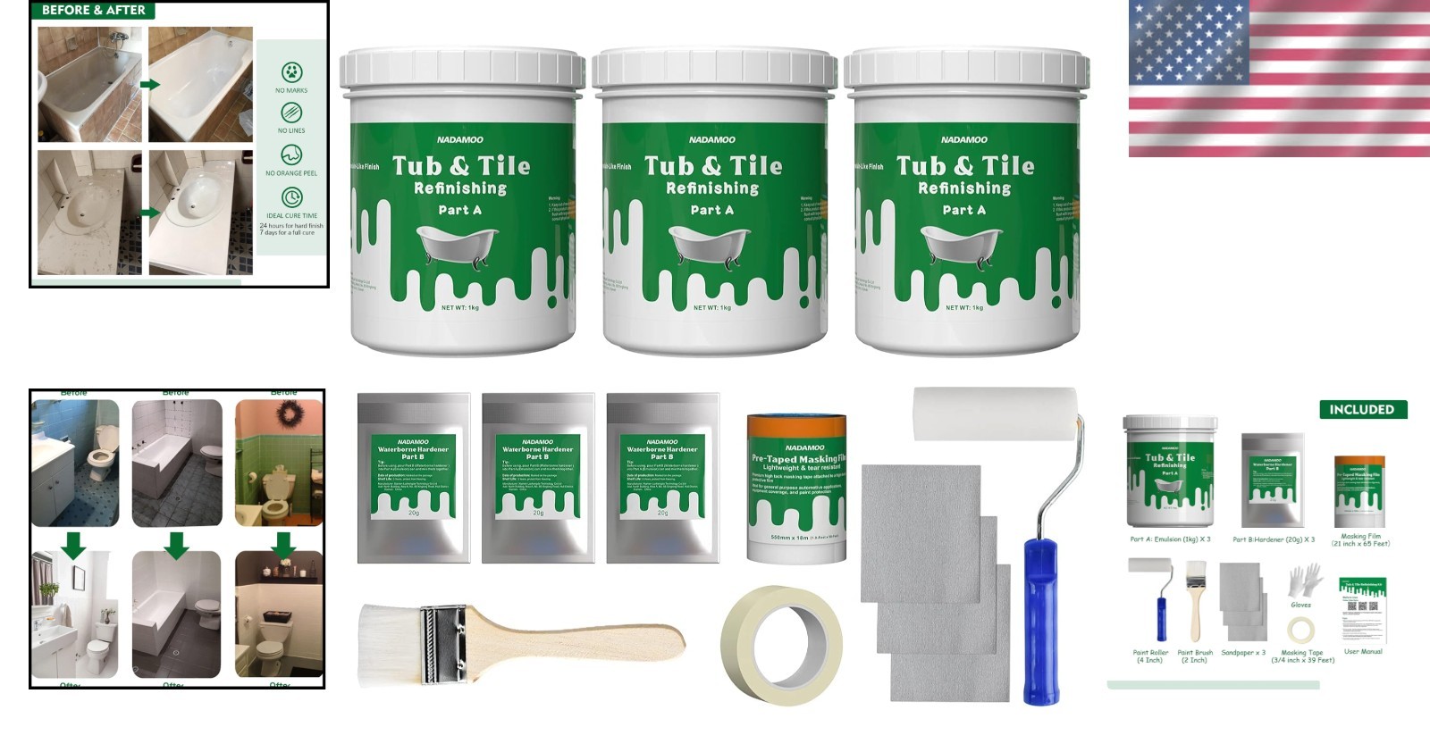Quick & Easy Tub & Tile Refinishing Kit – 3kg for Gorgeous, Durable Finishes