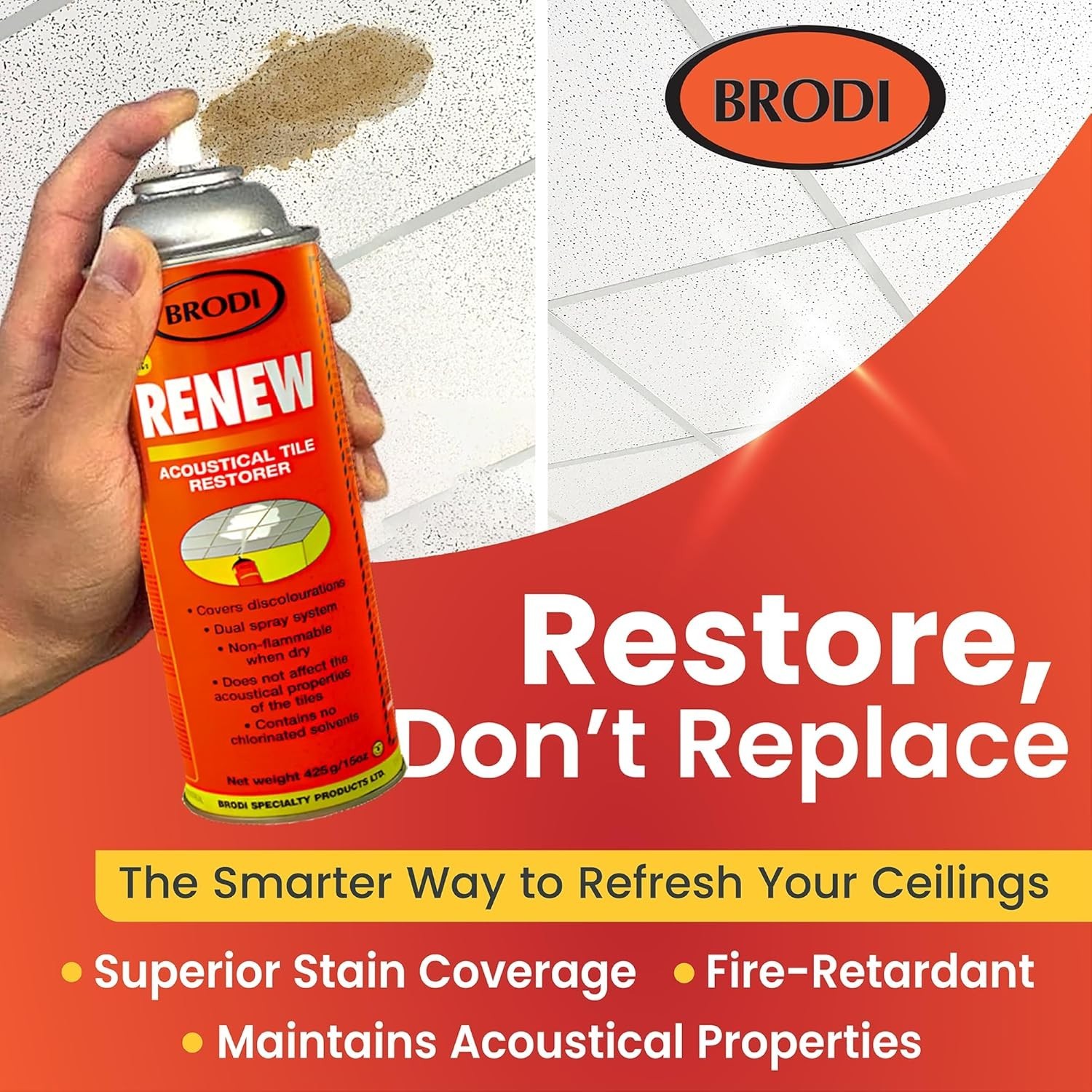 Renewal Solution: 15oz Ceiling Tile Spray Paint – Restore Without Replacement