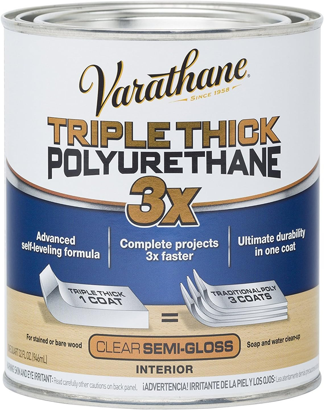 Triple Thick Polyurethane Clear Wood Finish | Self-Leveling Formula | Scratch an