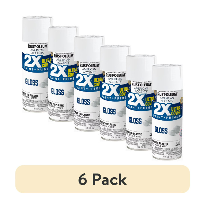 White, Rust-Oleum American Accents 2X Ultra Cover Gloss Spray 6 pack Free Ship