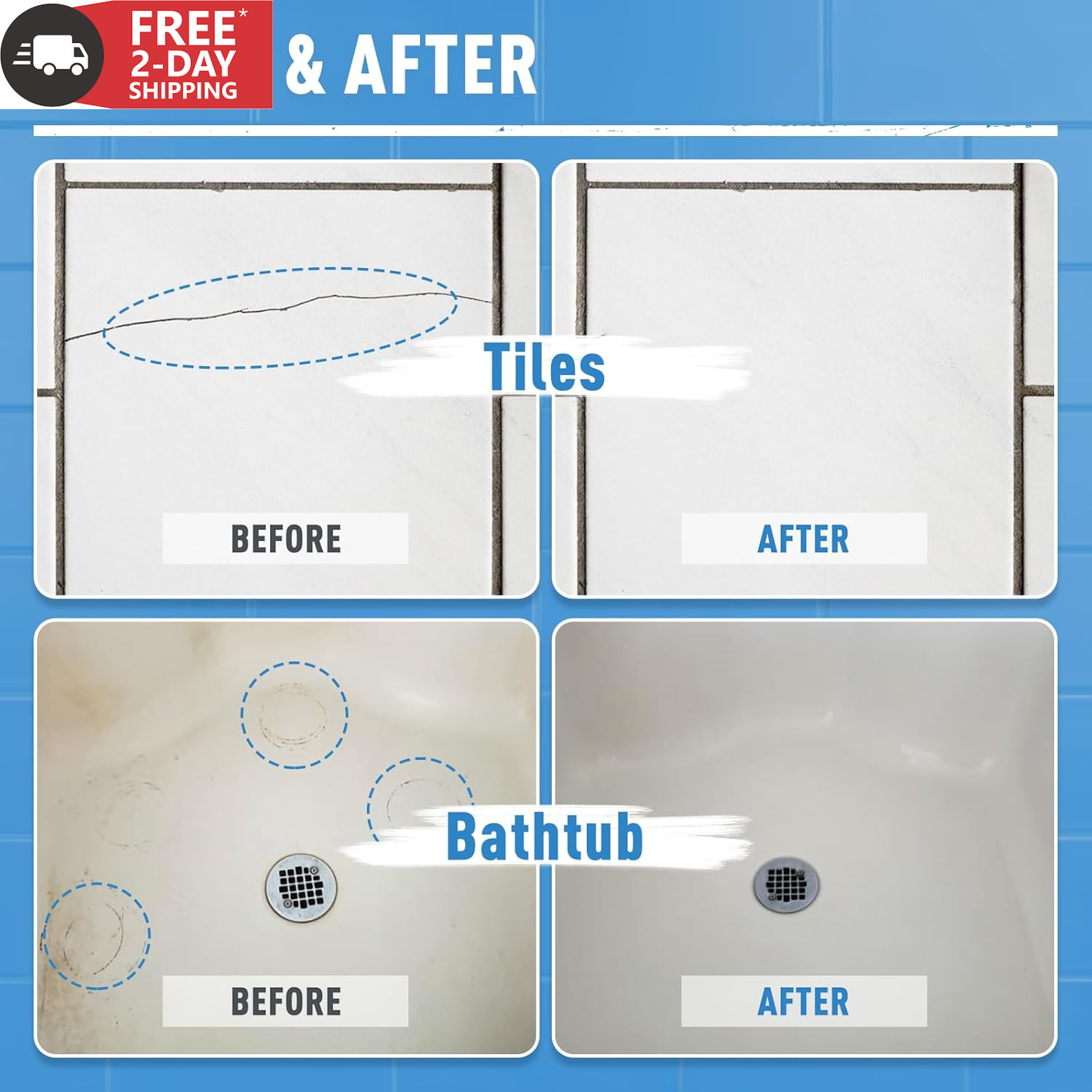 DWIL Tub and Tile Paint, White Touch up Paint for Porcelain, Scratches, Cracks a