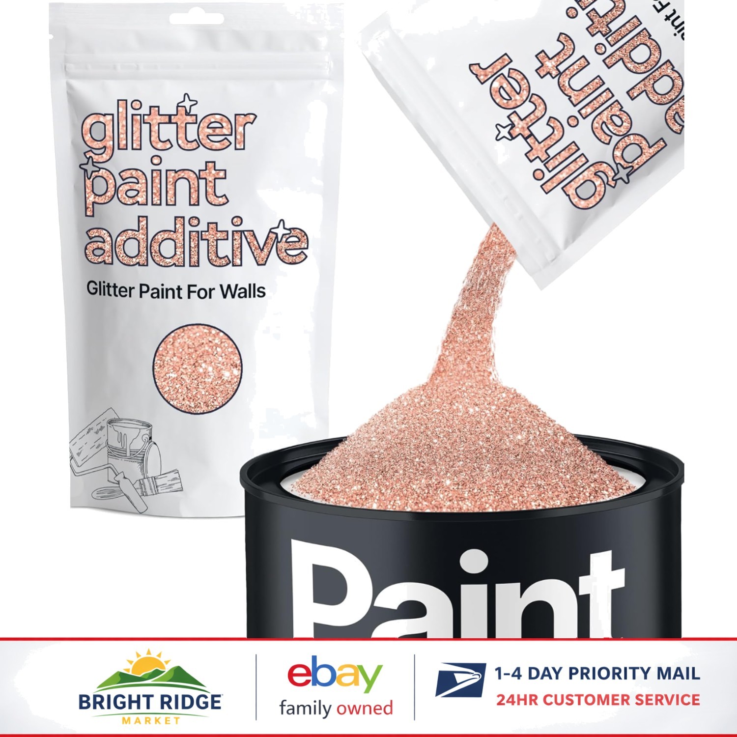 Waterproof Rose Gold Glitter Additive for Walls, 100g for Stunning Finish