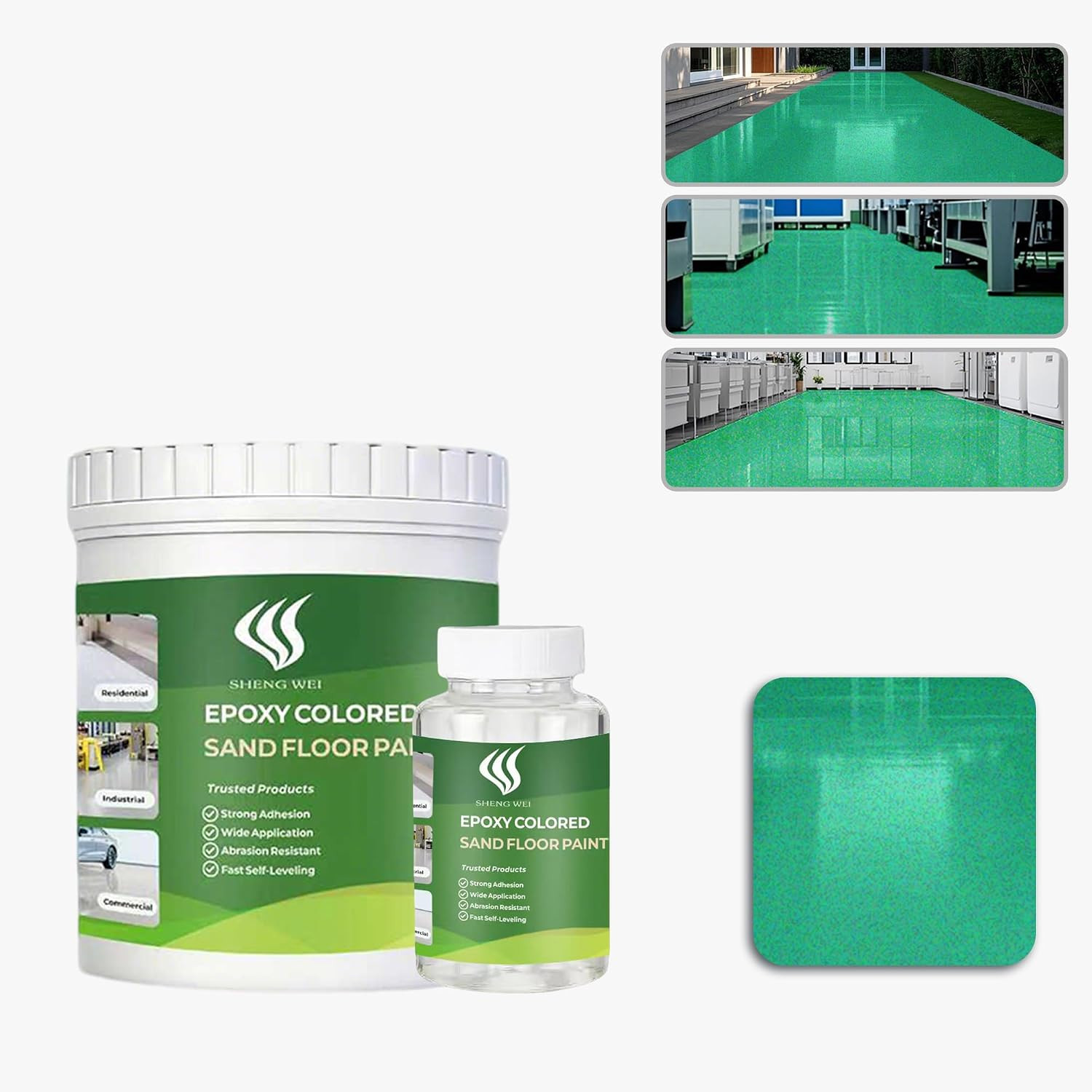 Self Leveling Epoxy Color Sand Floor Paint with Marble Texture Finish, 1 Gallon,
