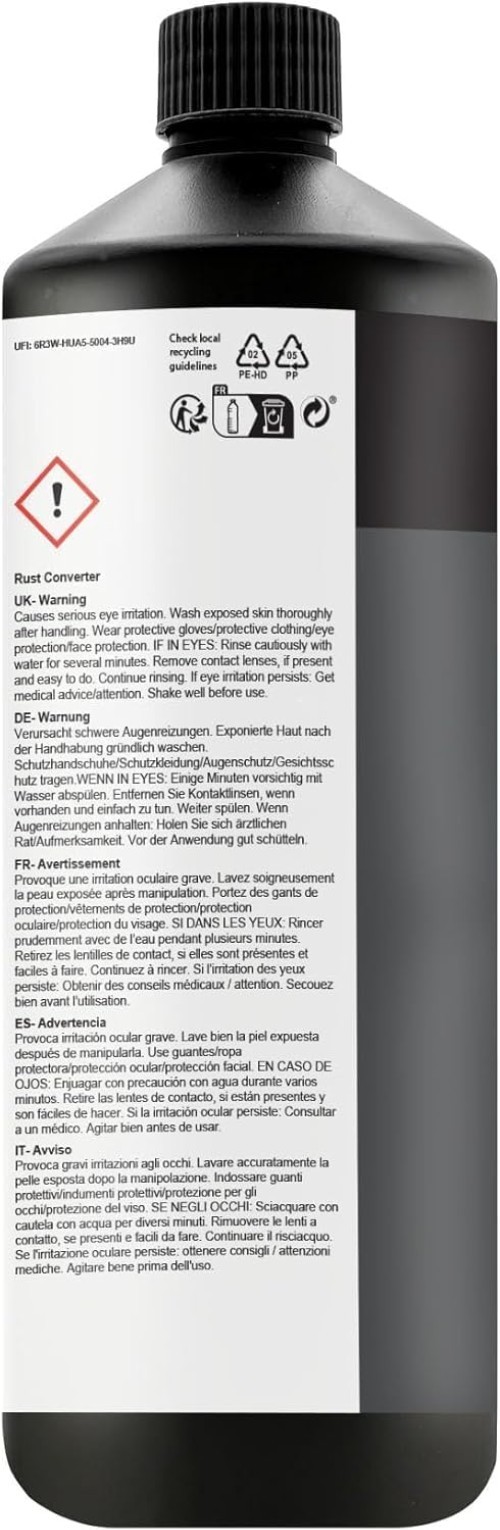 Fast-Acting Rust Converter 1L: Paint-Ready Surface