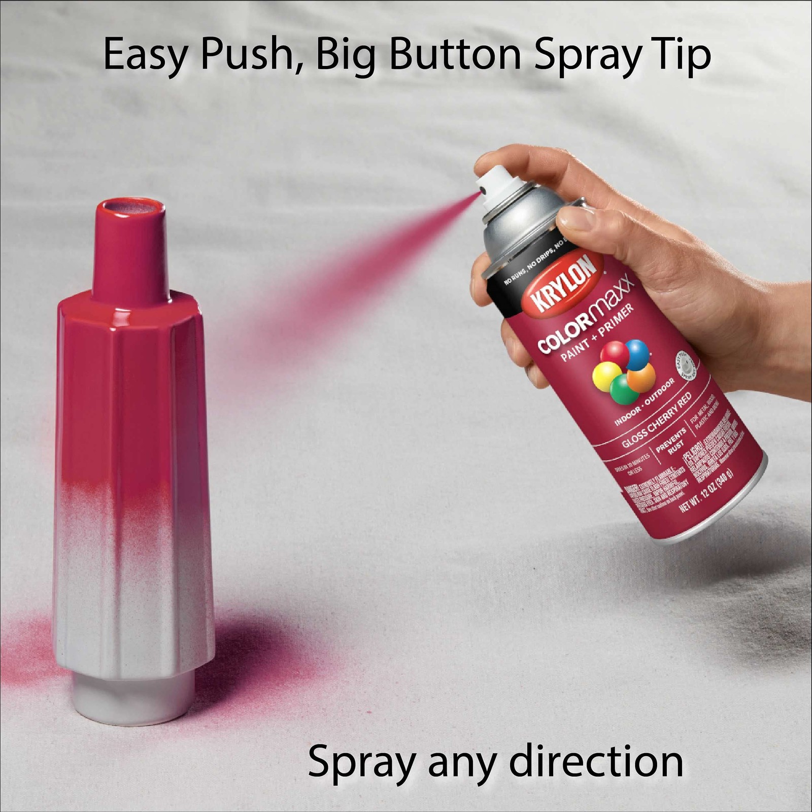 Krylon COLORmaxx Cherry Red Spray Paint 12 Ounce Fast Dry Rust Protection