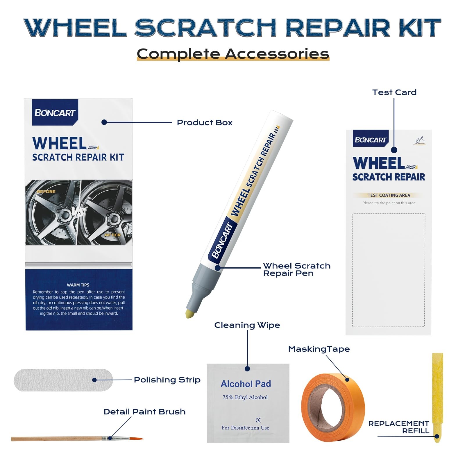Wheel Scratch Repair Kit, Rim Touch Up Paint, Rim Paint Wheel Paint Pen, Silv…