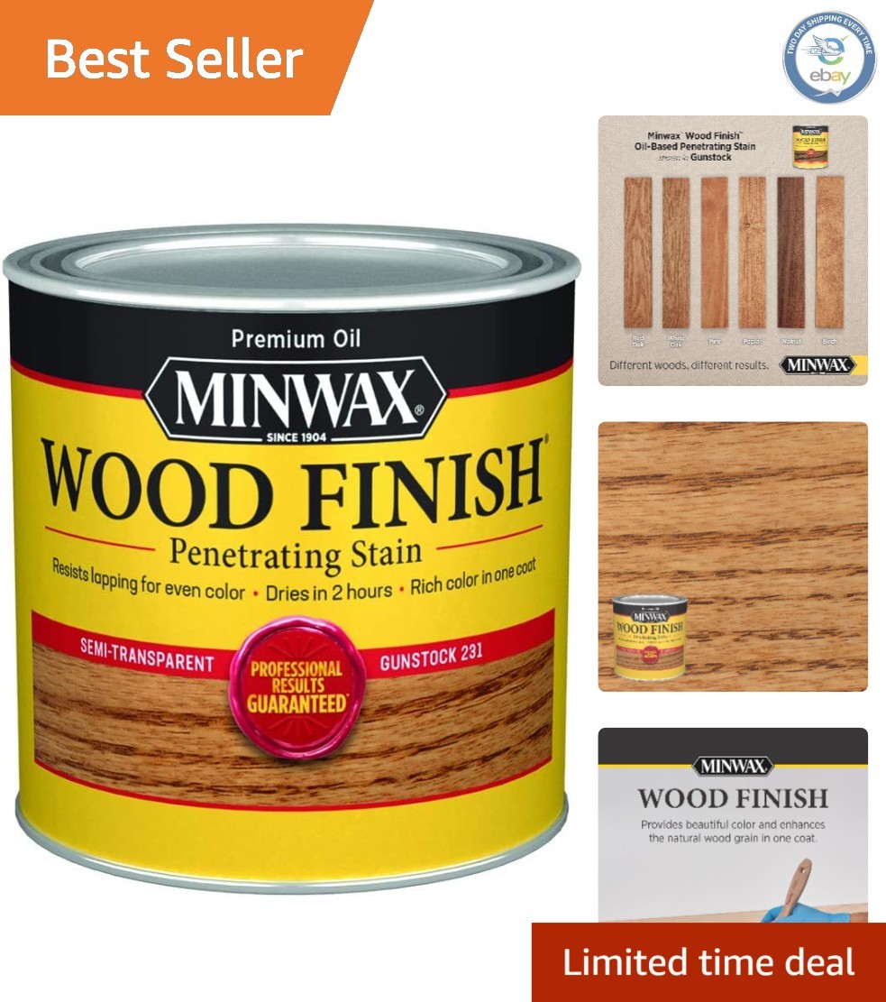1/2 Pint Minwax Gunstock Stain – Beautiful Oil-Based Finish for Wood Surfaces
