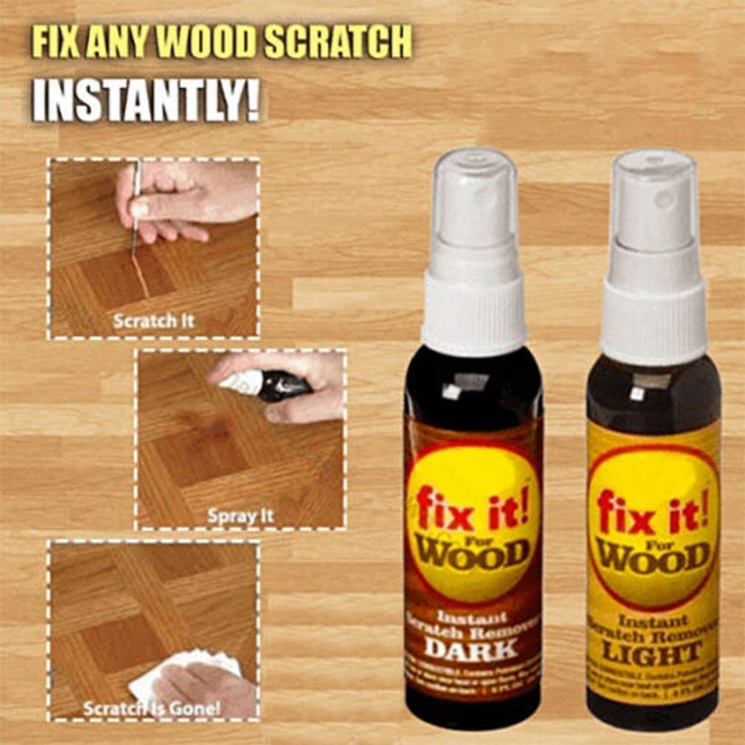 2 pcs Instant Fix Wood Scratch Remover Set Fast Acting Wood Scratch Repair