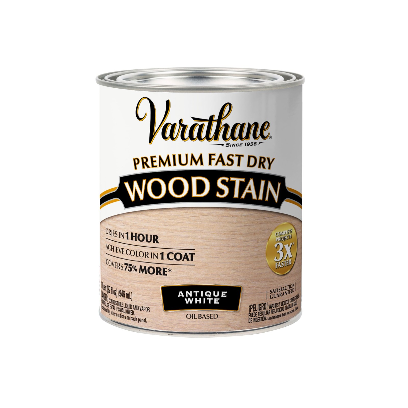 Varathane Premium Fast Dry Wood Stain | 1 1 Quart (Pack of 1), Antique White