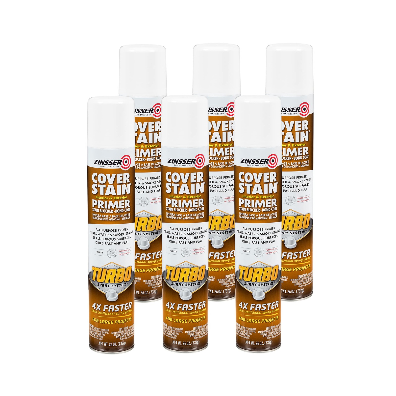 Cover Stain Turbo Primer Spray, 26 oz, White, (Pack of 6)