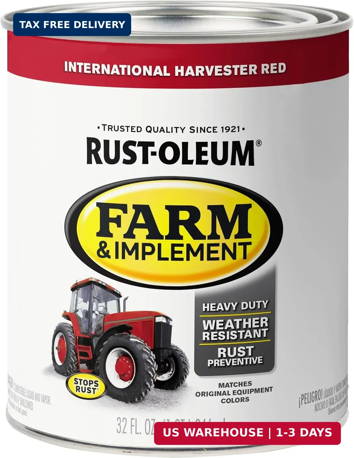 Rust-Oleum 280109 Farm & Implement Enamel Paint, Quart, International Harvester