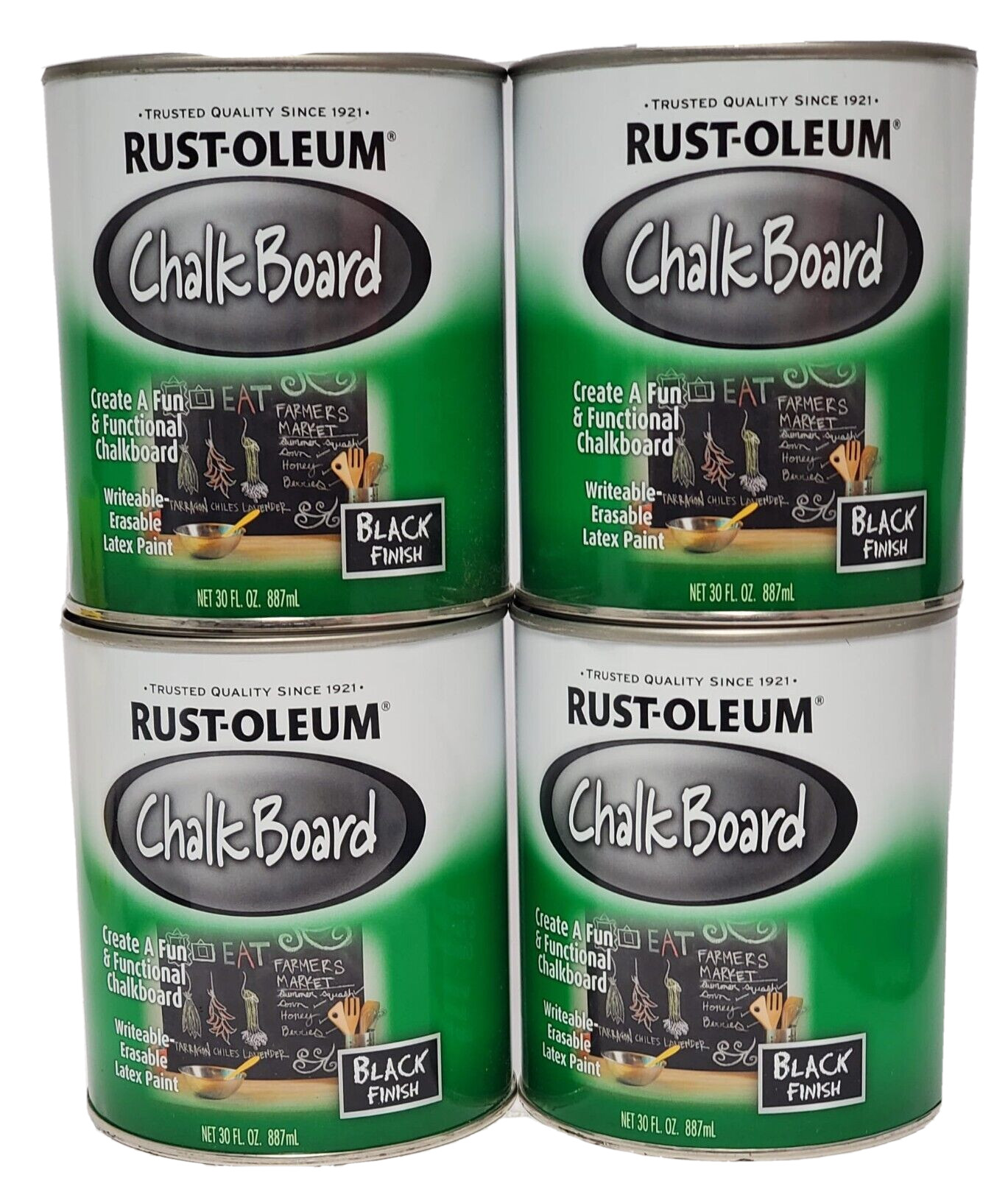 FLAT BLACK CHALK BOARD FINISH PAINT 206540 – LOT OF 4