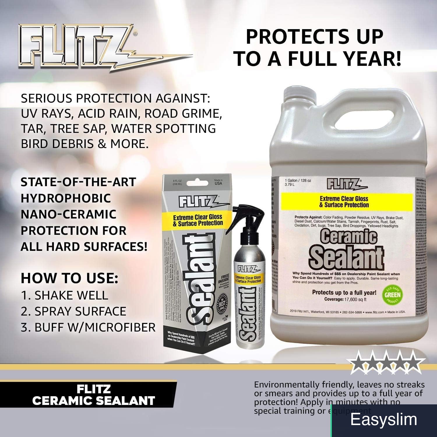 Ceramic Sealant Spray 6 Pack 8 oz Hydrophobic Water Repellent Car Boat