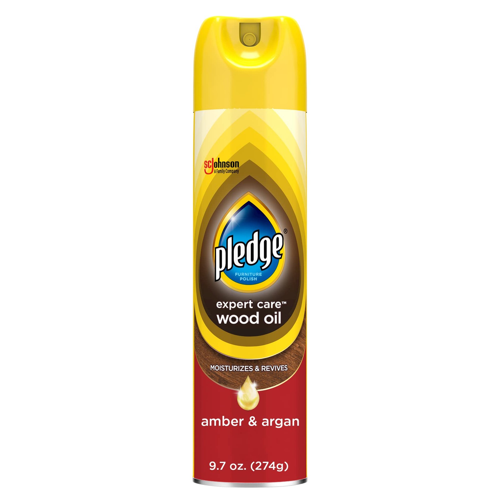 Pledge Moisturizing Wood Oil, Furniture Reviving 9.7 Ounce (Pack of 1), Amber