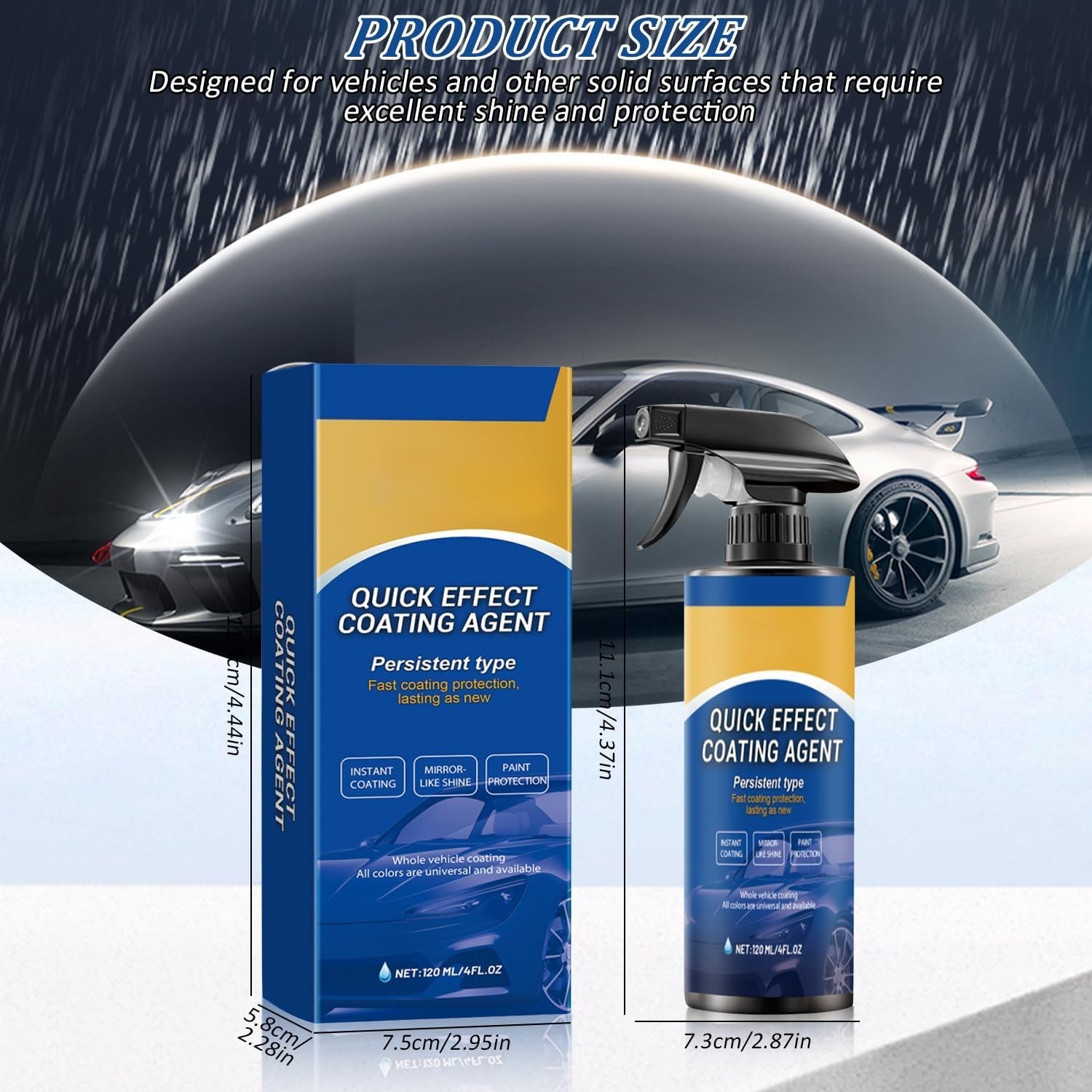 Car Quick Coating Spray, 2-Pack, Advanced Paint Protection, Vehicle Detailing Sh