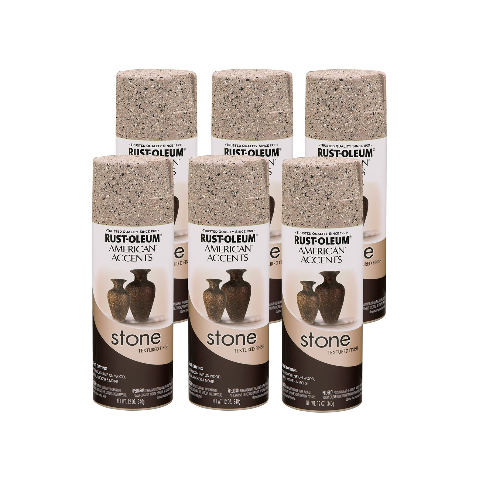 Rust-Oleum 7995830-6PK Stone Creations Spray, 12 oz, Pebble, 6 Pack