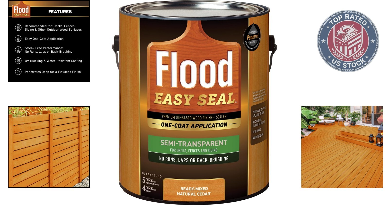 Easy Seal Natural Cedar Semi-Transparent Wood Stain – One-Coat Oil-Based Finish