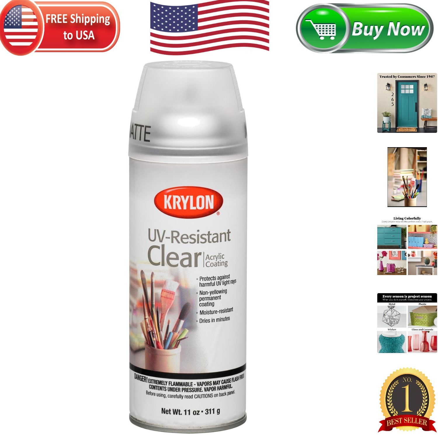 Ultimate Acrylic Spray Paint – 11oz UV Resistant Matte for Arts and Crafts