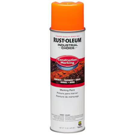 Rust-Oleum 264697 Construction Marking Paint, 17 Oz., Fluorescent Orange, Water