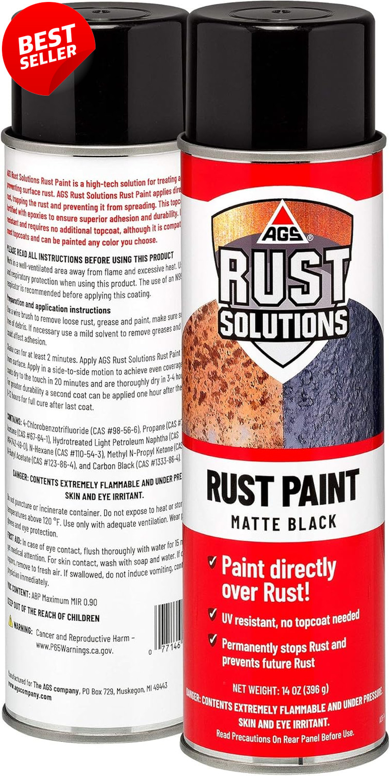 Rust Spray Paint 14oz Matte Black Finish for All Surfaces Weather Resistant – US
