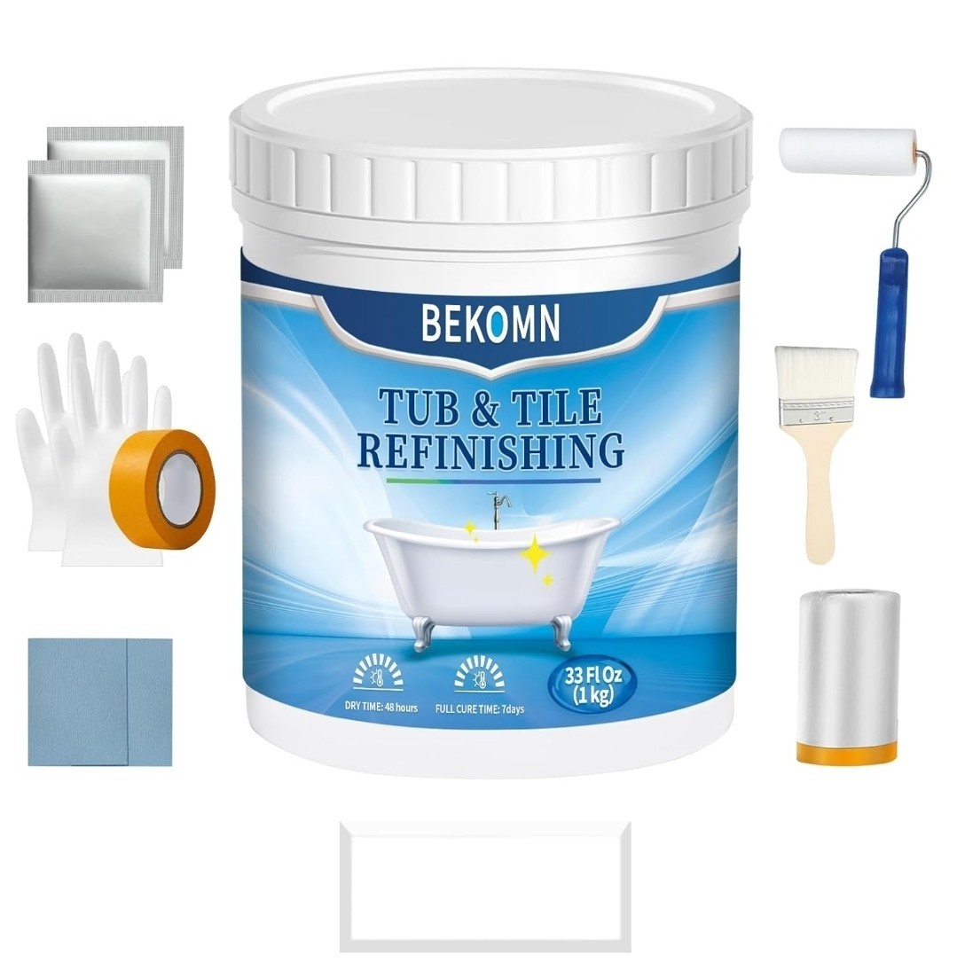 32Oz White Ceramic tub and tile Paint Refinishing DIY Kit Bathtub Bathroom