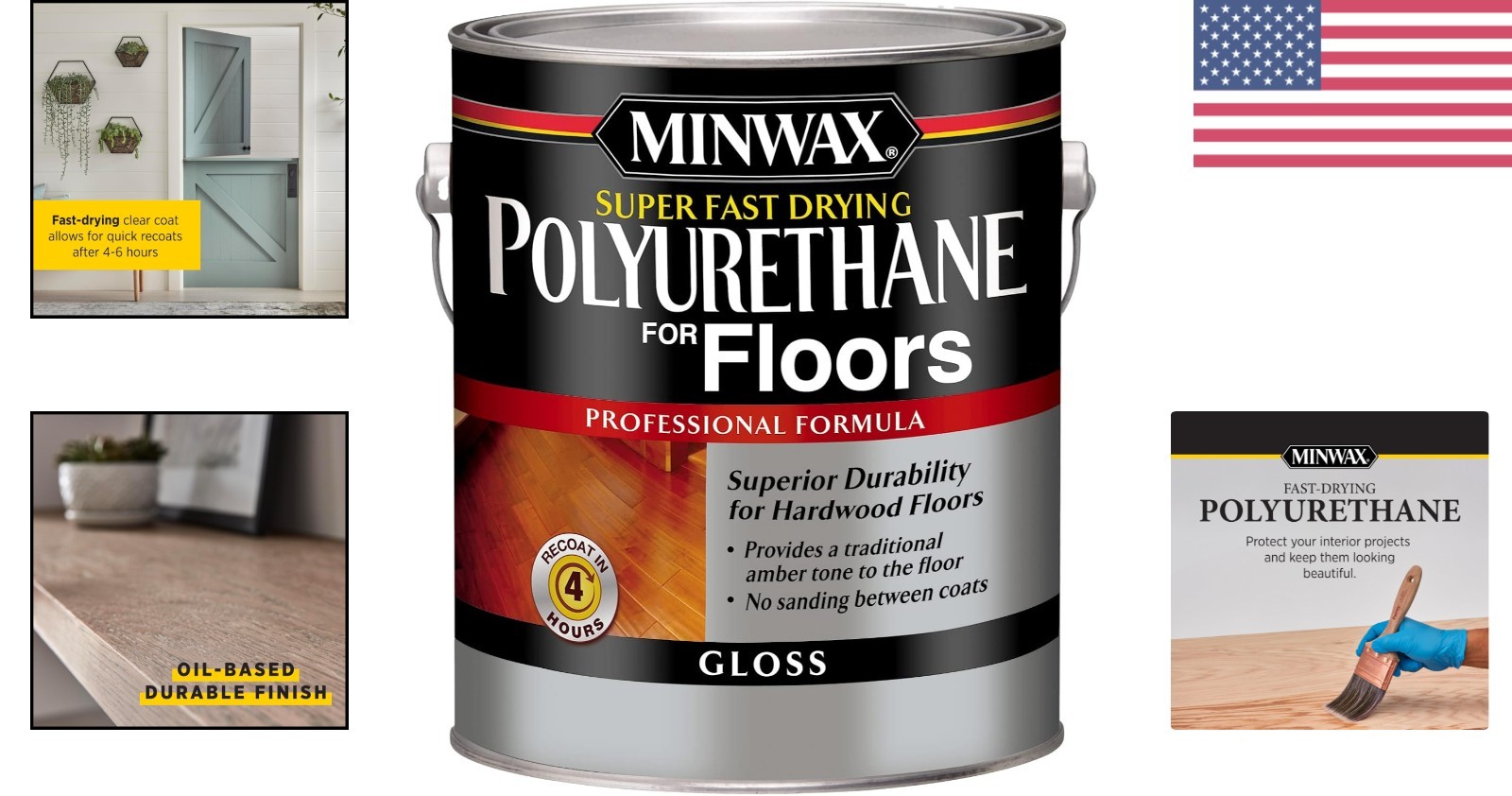 Polyurethane Protective Wood Finish Clear Gloss 1 Gallon for Hardwood Floors