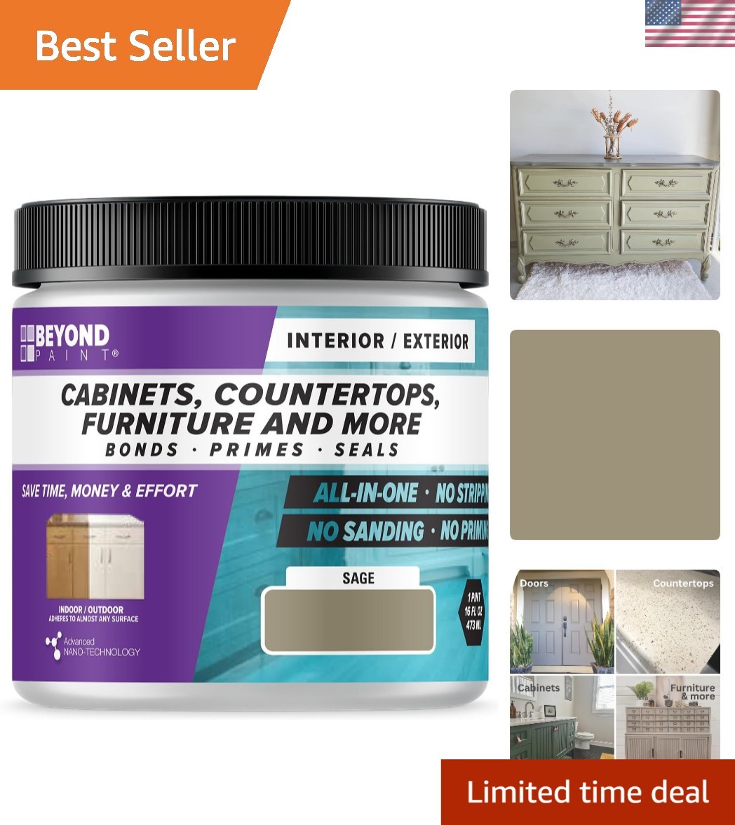 Matte Finish Sage Refinishing Paint – Versatile, No Sanding Required, 16 Fl Oz