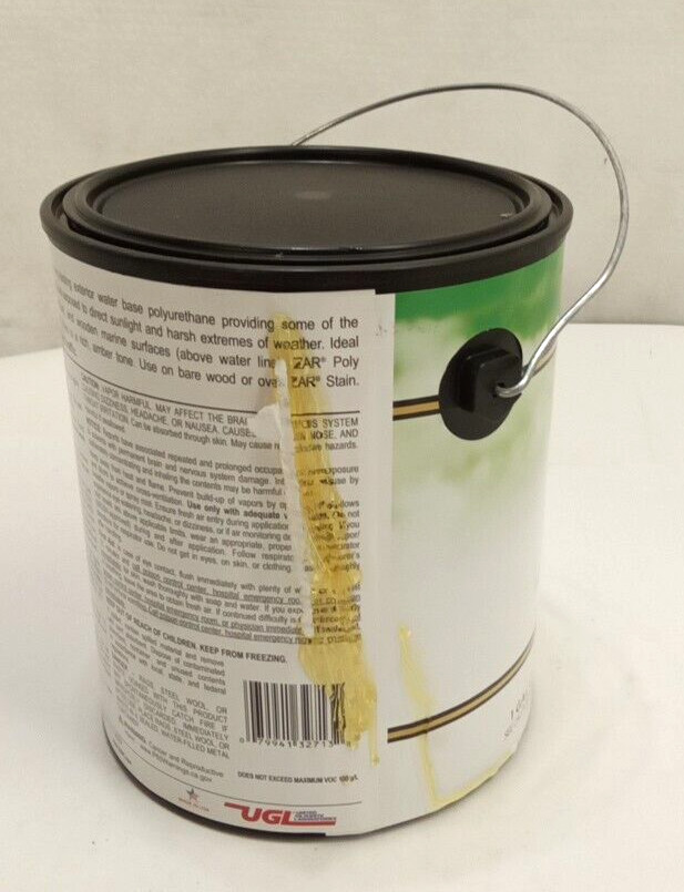 Zar 32713 Water Base Polyurethane Exterior HP Light Amber Satin Finish 1 Gallon
