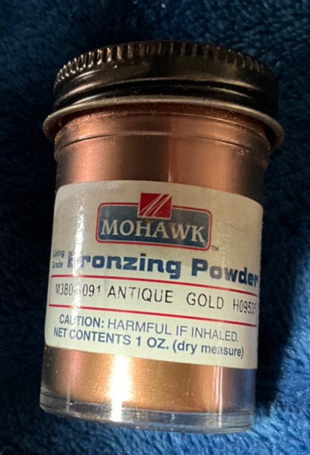 Vintage Mohawk M380-1091 Bronzing Powder Antique Gold, 1 oz Open Bottle