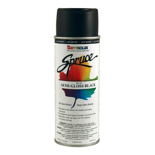 Seymour Spruce 98-38 Lacquer Spray Paint, Semi-Gloss Black, 12 oz. Can