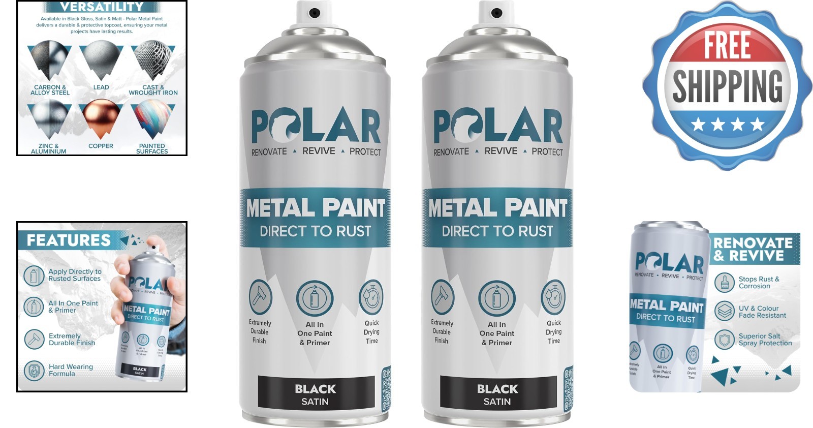 Satin Black Direct to Rust Spray Paint – 2 x 13.5 Fl Oz for Ultimate Protection
