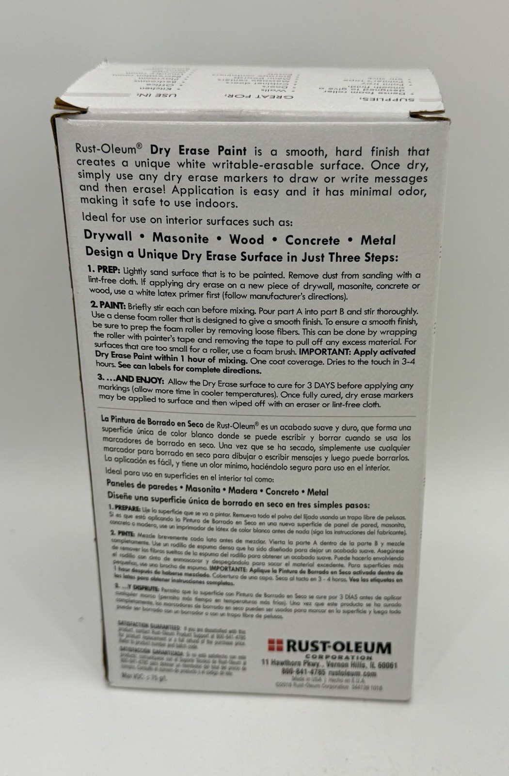 Rust-Oleum Dry Erase Kit Writeable Erasable Finish Walls Doors More 16 FL Oz NIB