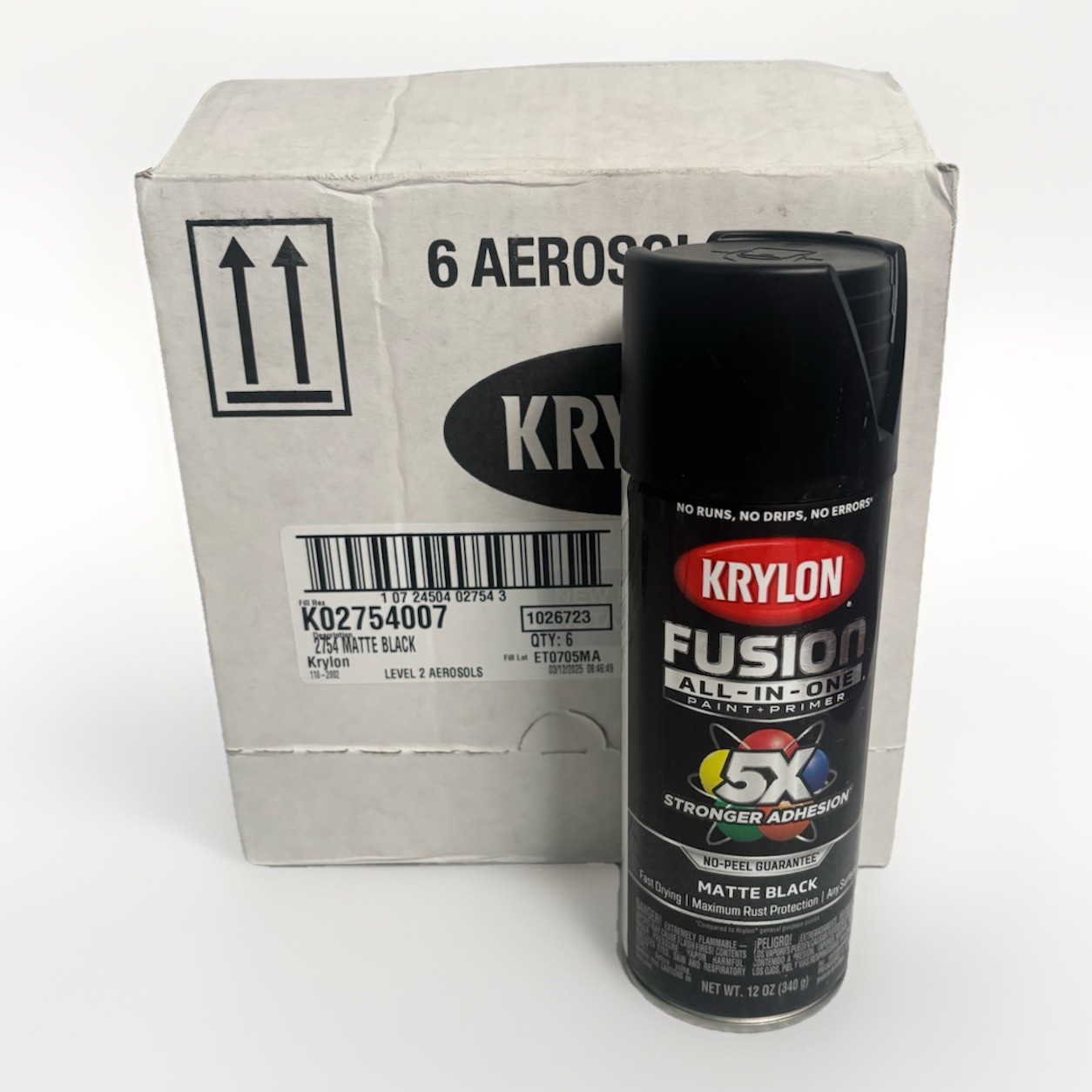 Krylon Fusion All-In-One Matte Black Spray Paint 12 oz 6 Pack K02754007