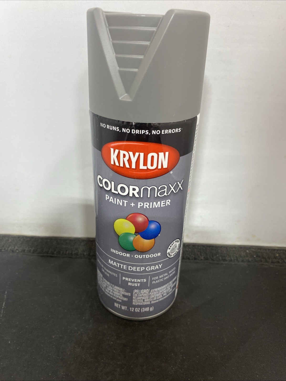 Krylon 5550 Matte Deep Gray COLORmaxx Spray Paint/Primer Indoor/Outdoor 12 Oz