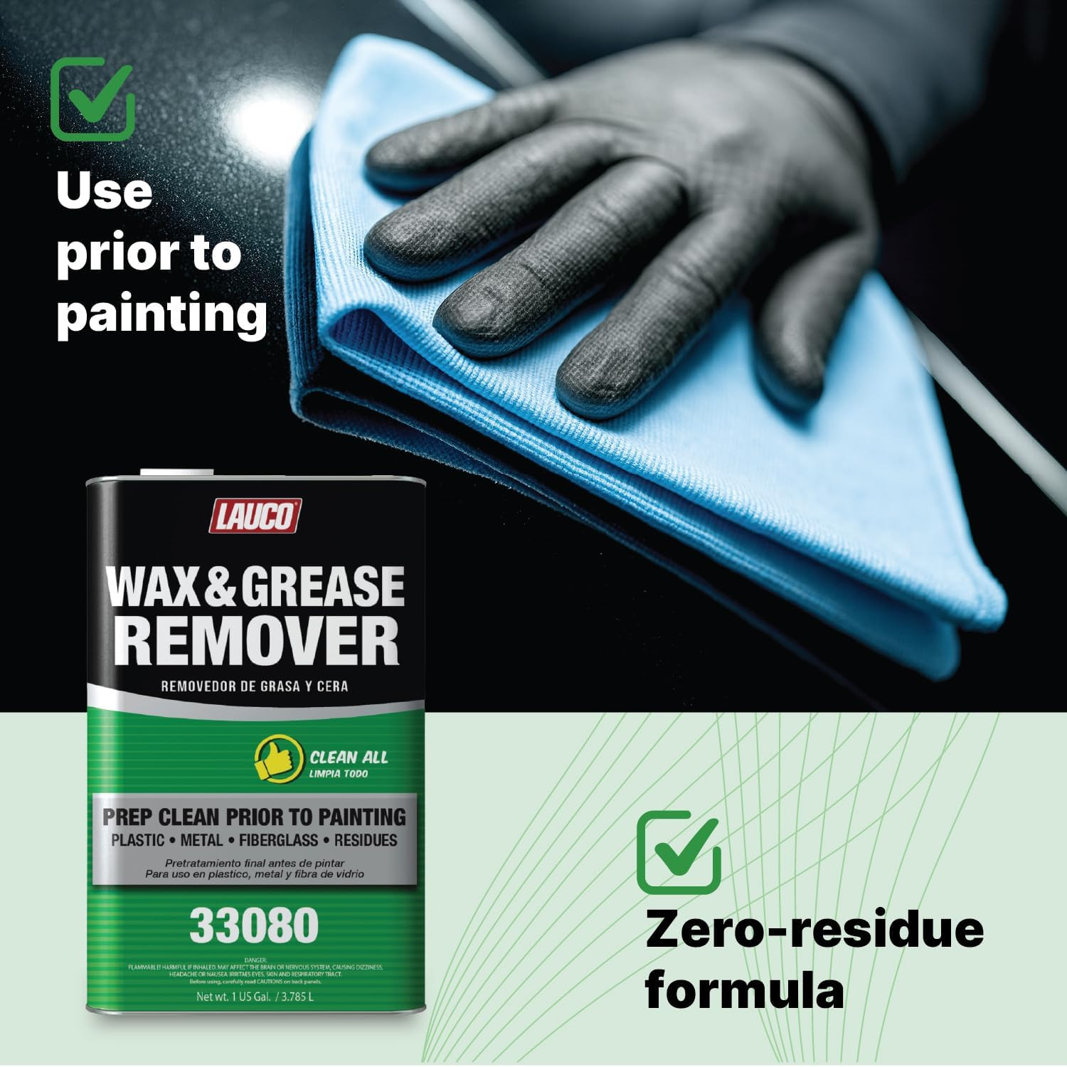 Wax and Grease Remover 1 Gallon Multi-Surface Paint Prep Cleaner for Auto Body,